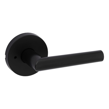 Kwikset Milan Lever with Round Rose Privacy Door Lock with 6AL Latch and RCS Strike Matte Black Finish 730MILRDT-514